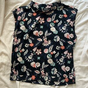 A.P.C. Women's Floral Sleeveless Blouse - Black and Pink